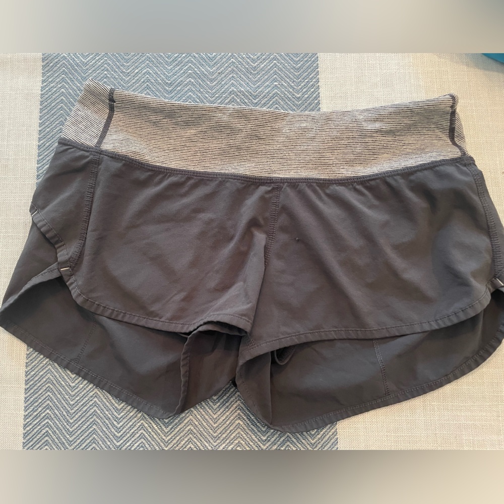 Lululemon Run Speed Shorts Coal Heathered Coal Wee Stripe Size 4
